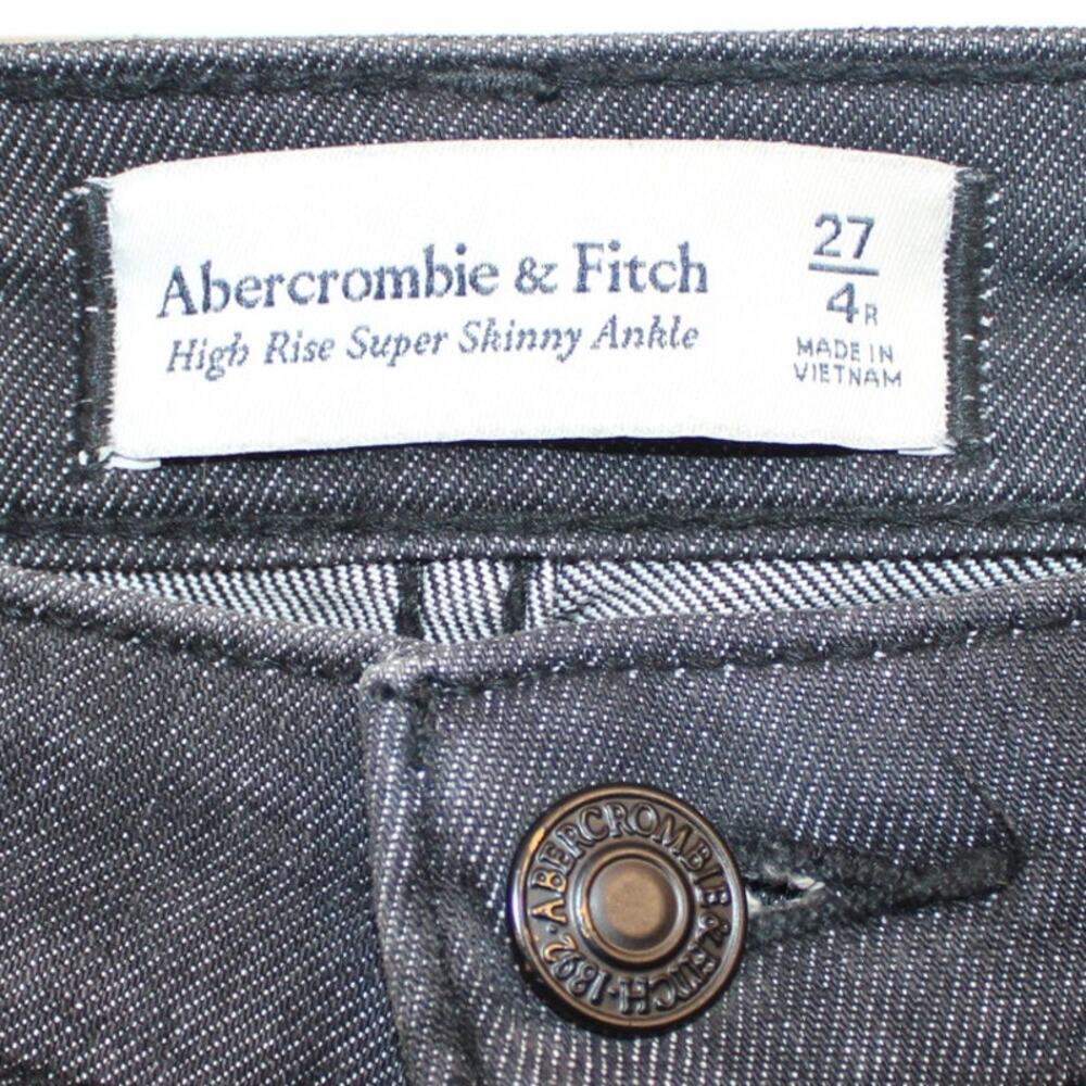 Abercrombie & Fitch Women’s High Rise Super Skinny Ankle Jeans Black 27/4 - Picture 6 of 7